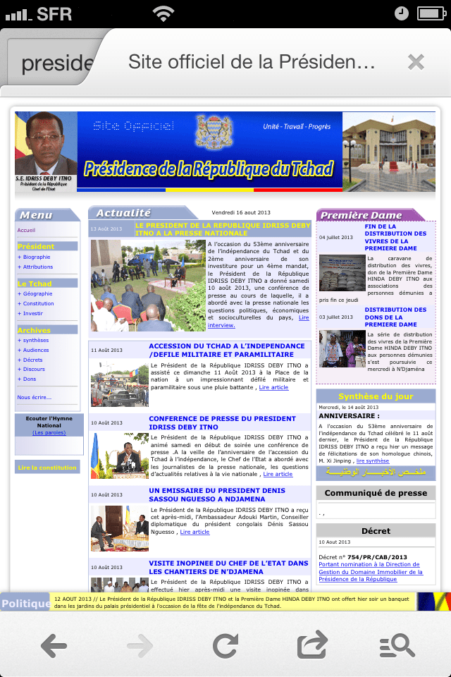 Tchad | Le site internet de la Présidence bloqué par un Hacker